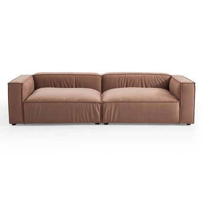 Wooden Frame Matt Fabric 4-Seater Double Chaise Sofa Bed