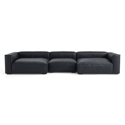 Modern furniture black genuine leather u shape sectional sofa