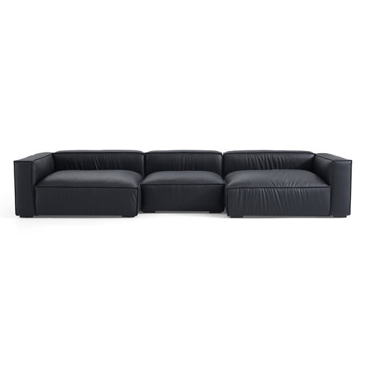 Modern furniture black genuine leather u shape sectional sofa
