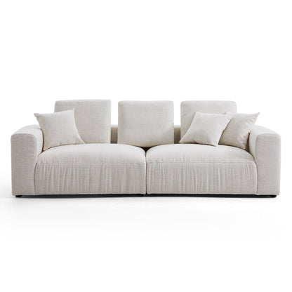 4-Seater White Linen Upholstery Modular Sofa