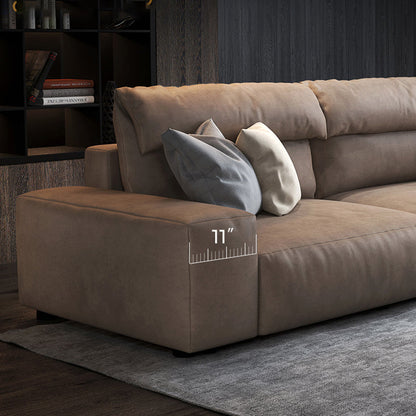 Modern Hi-Tech Fabric Brown Modular Larch Wood Frame Feather Sectional Lounge Sofa