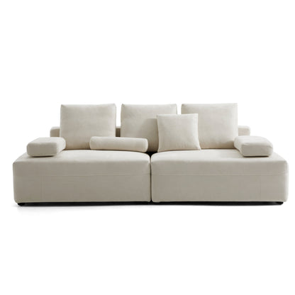 Apartment cloud beige matte fabric couch modular sofa