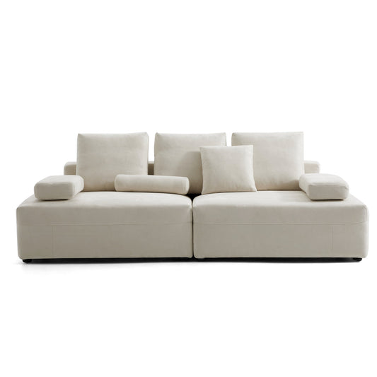Apartment cloud beige matte fabric couch modular sofa