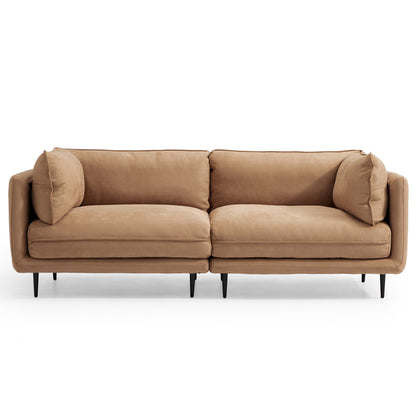 Apartment camel matte fabric 2 seater loveseat sofa