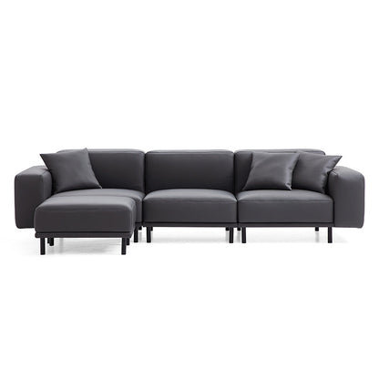 Modern Design Genuine Leather Modular Sofa with Ottoman