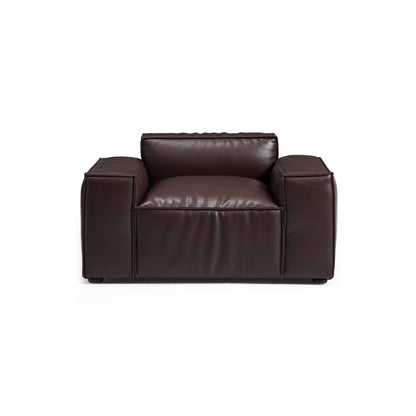 Classic interior design brown genuine leather single seater sofa