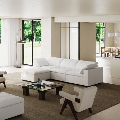 Fabric Upholstered Living Room ModularSofa with Ottoman