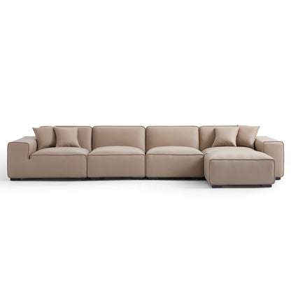 Genuine leather upholstery sofa with ottoman