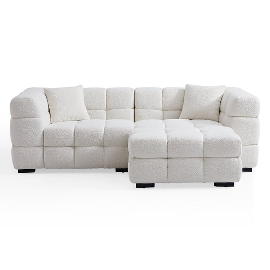 Modern Living Room Leisure Modular Sofa Boucle Fabric Couch with Ottoman