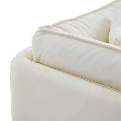 Cozy feather white silicone leather armchair single sofa