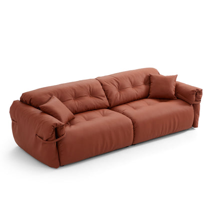 4-Seater Reddish Brown Genuine Leather Modular Cozy Sofa