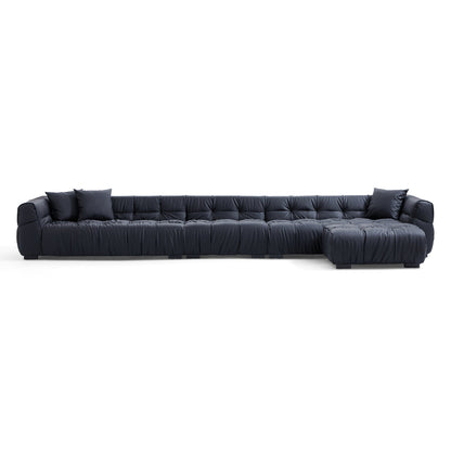 Comfortable puff black hi tech fabric sofa and ottoman