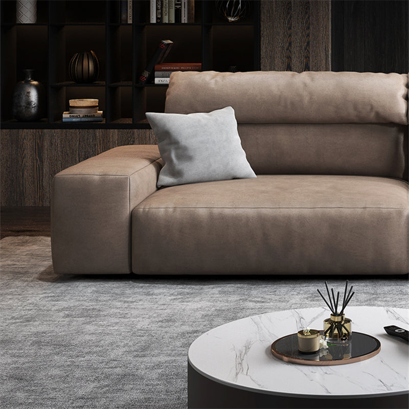 Hi-tech fabric brown chaise l shape sectional sofa