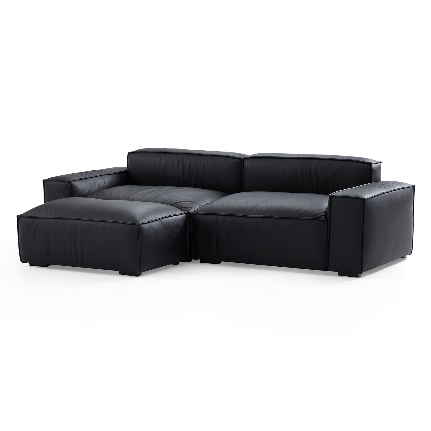 Premium living room genuine leather 3 seater sofa with ottoman