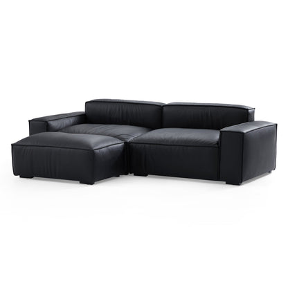Premium living room genuine leather 3 seater sofa with ottoman