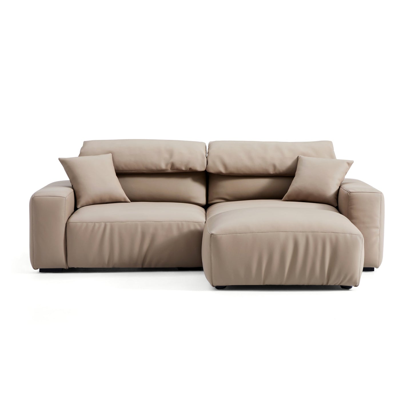 Living Room Furniture Genuine Leather Feather Sofa with Ottomans
