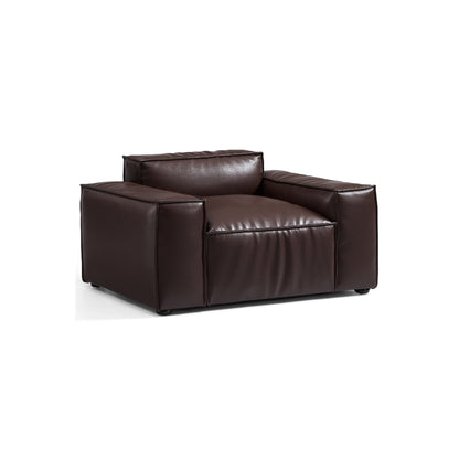 Classic interior design brown genuine leather single seater sofa