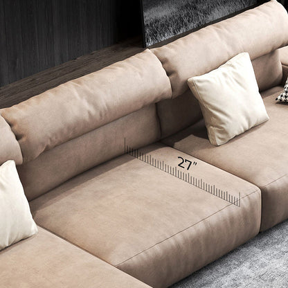 Modern Hi-Tech Fabric Brown Modular Larch Wood Frame Feather Sectional Lounge Sofa