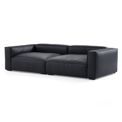 Genuine leather sectional left and right chaise sofa bed