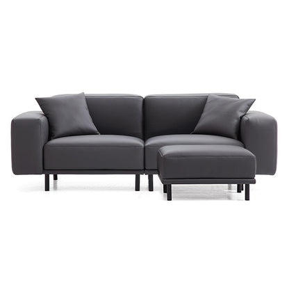 Modern Design Genuine Leather Modular Sofa with Ottoman