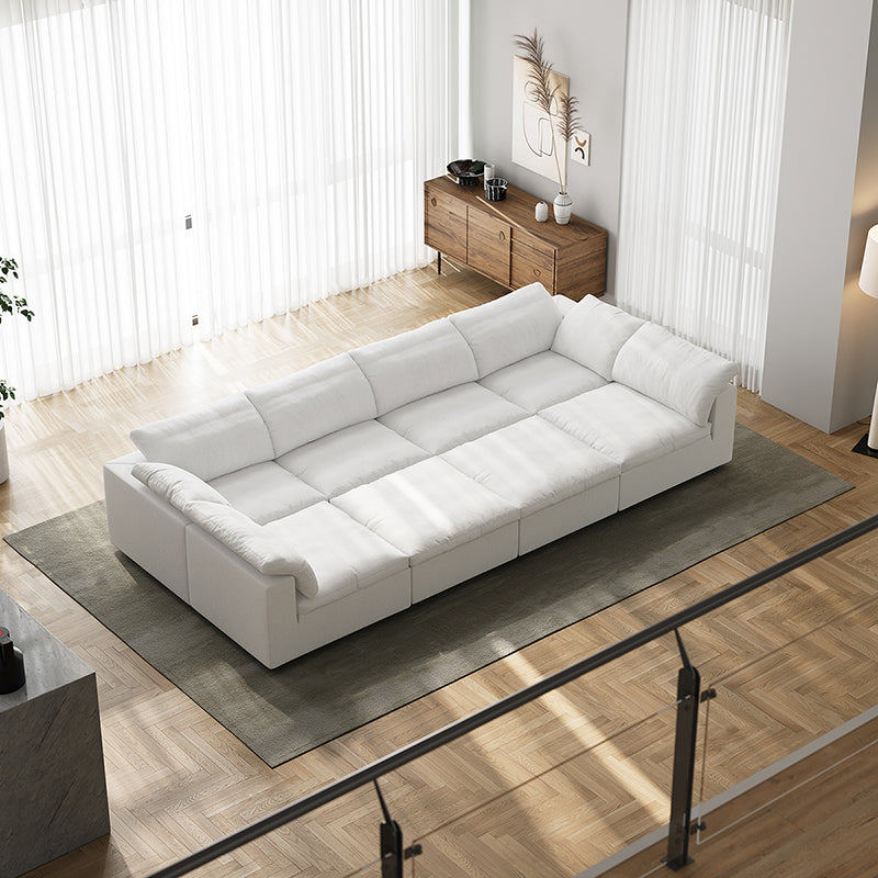 Modular White Fabric Easy Remove Linen Cover Sofa Bed