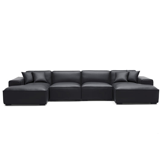 Italian style genuine leather U shape sofa
