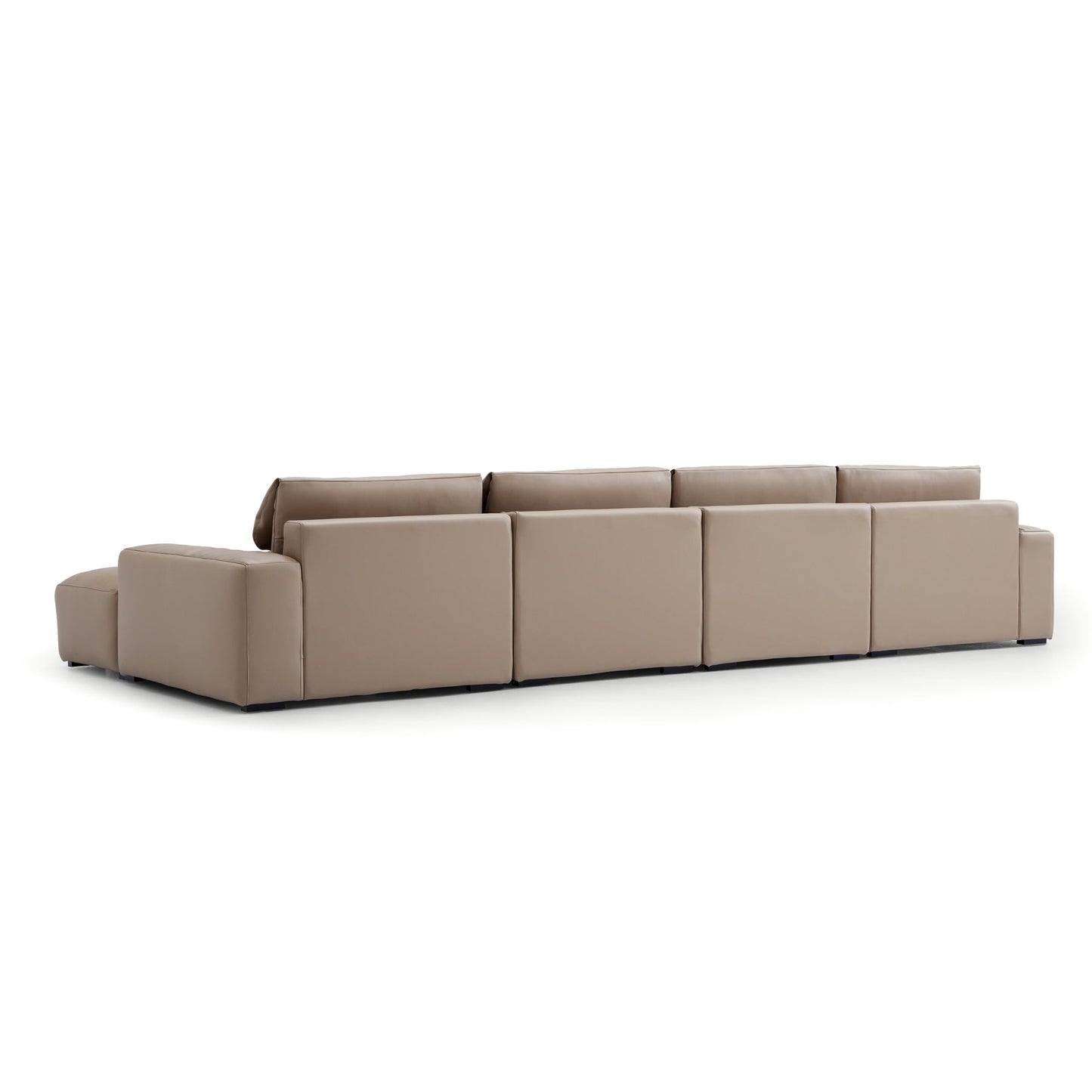 Genuine Leather U-Shape Modular Sectional Sofa with Double Chaise