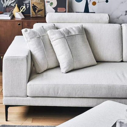 Beige fabric modular L shaped 3 seater sectional sofa
