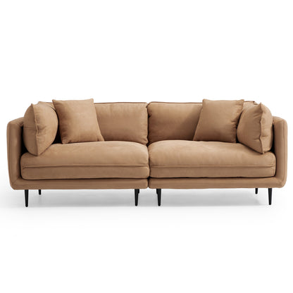 Apartment camel matte fabric 2 seater loveseat sofa