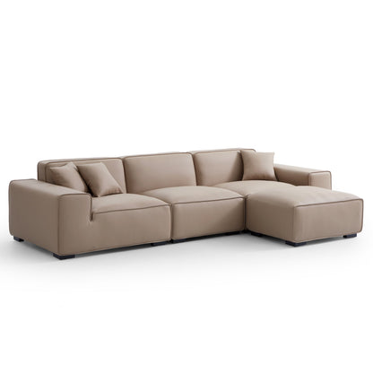 Genuine leather upholstery sofa with ottoman
