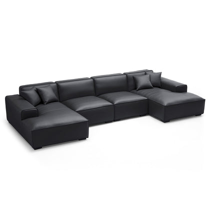 Italian style genuine leather U shape sofa