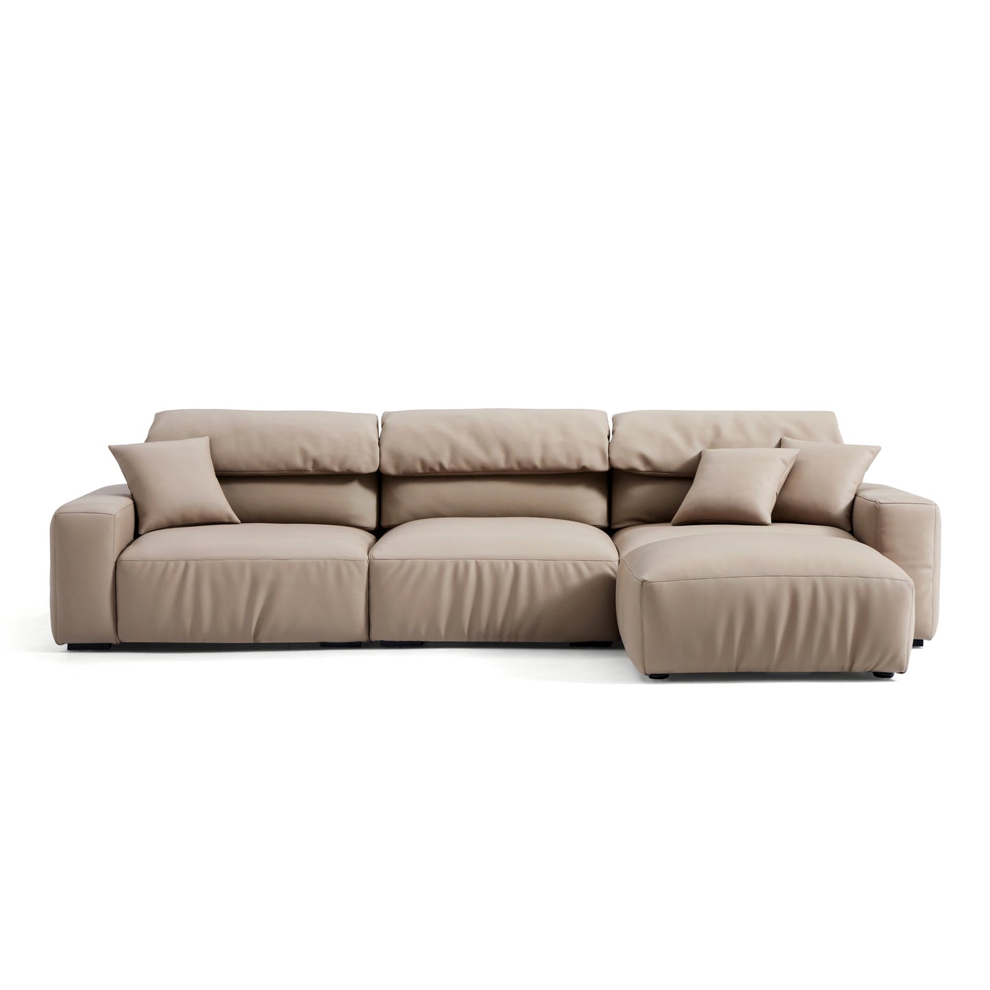 Living Room Furniture Genuine Leather Feather Sofa with Ottomans