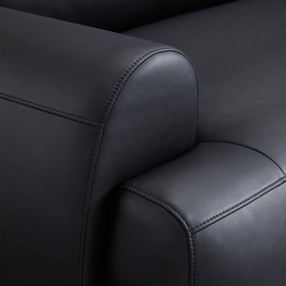 Home furniture office black genuine leather 4 seater sofa