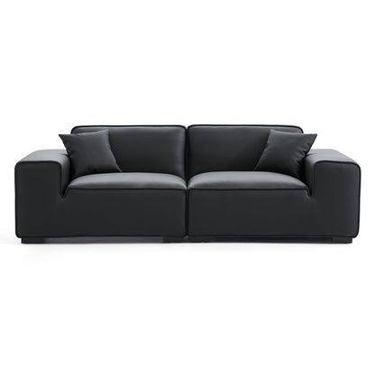 Modern style black genuine leather modular sofa