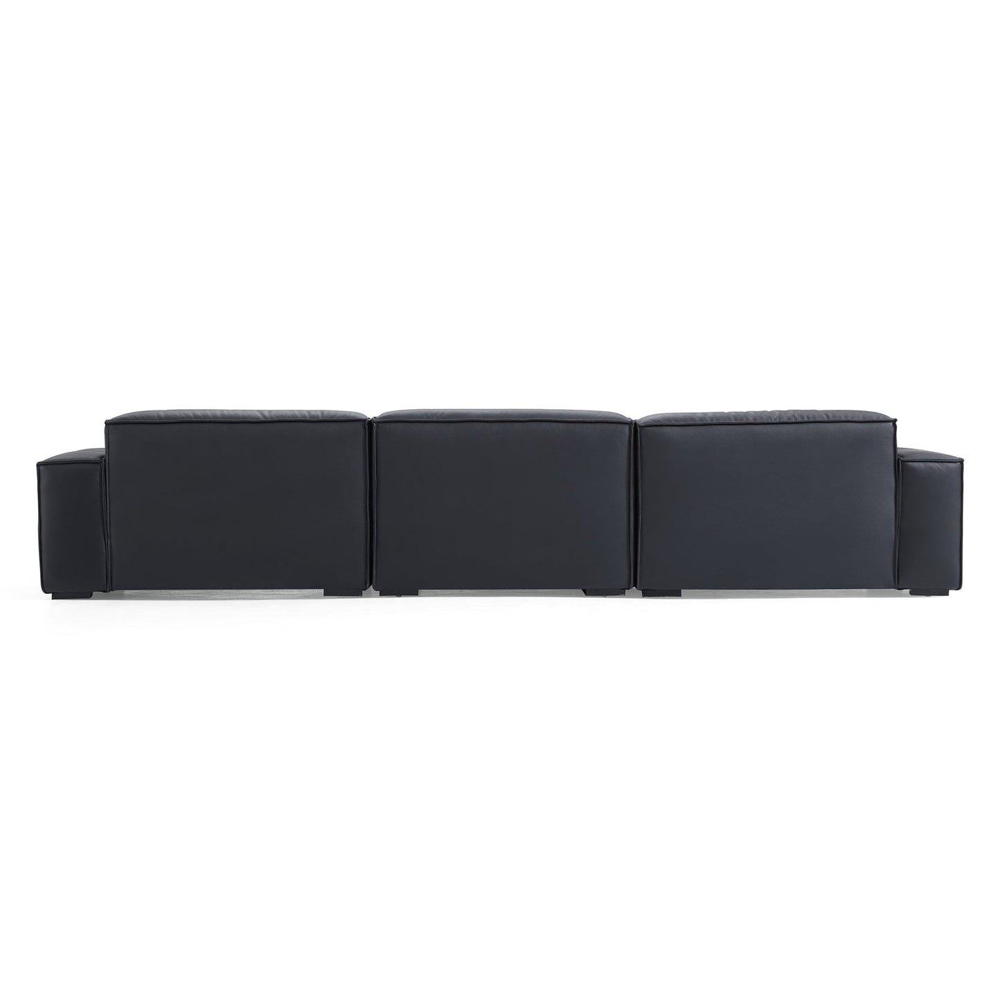 Premium living room genuine leather 3 seater sofa with ottoman