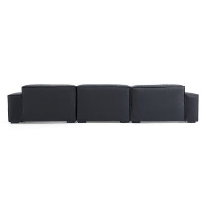 Premium living room genuine leather 3 seater sofa with ottoman