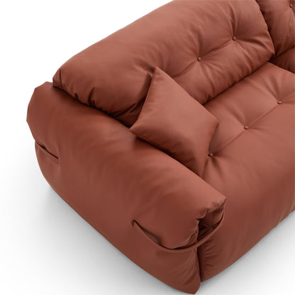4-Seater Reddish Brown Genuine Leather Modular Cozy Sofa