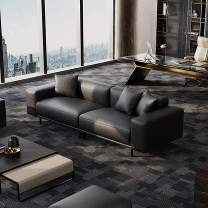 Modern Design Genuine Leather Modular Sofa with Ottoman