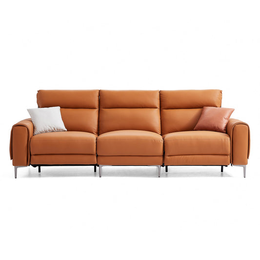 Top grain genuine leather electric recliner USB charging leather sofa