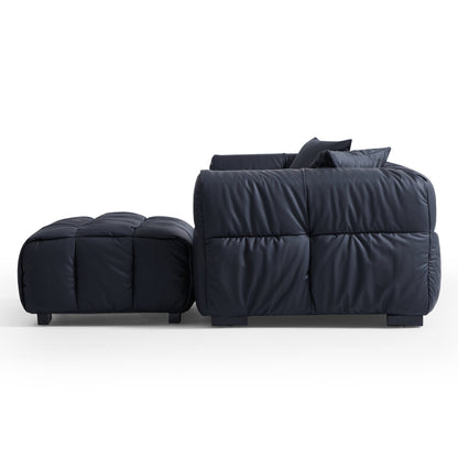 Comfortable puff black hi tech fabric sofa and ottoman