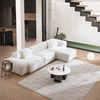 Cozy Natural Linen Fabric Removable Cover Sectional Sofa