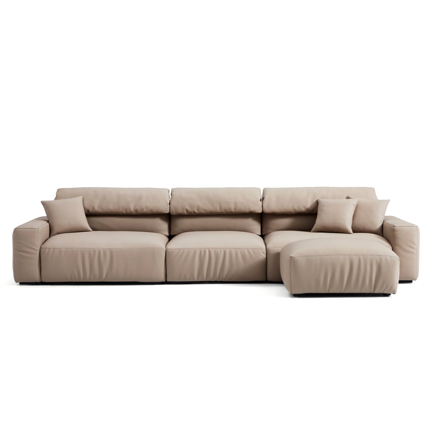 Living Room Furniture Genuine Leather Feather Sofa with Ottomans