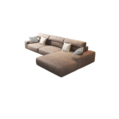 Hi-tech fabric brown chaise l shape sectional sofa