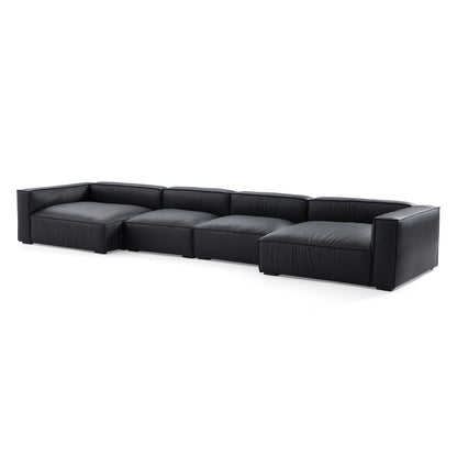 Modern furniture black genuine leather u shape sectional sofa