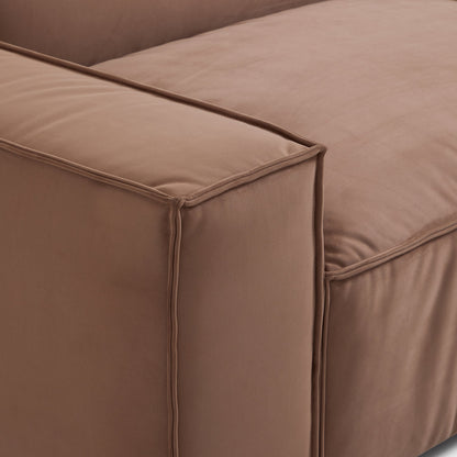 Brown Fabric Modern U-Shaped Sofa Bed Wooden Frame Sofa