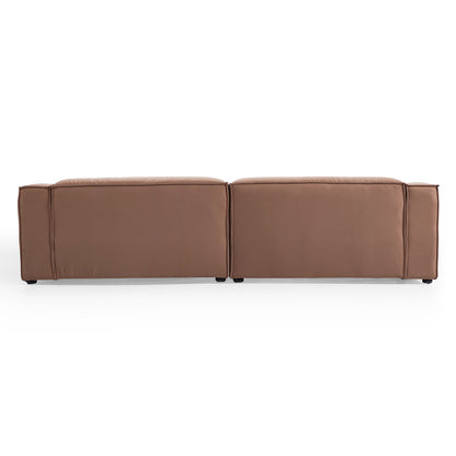 Wooden Frame Matt Fabric 4-Seater Double Chaise Sofa Bed