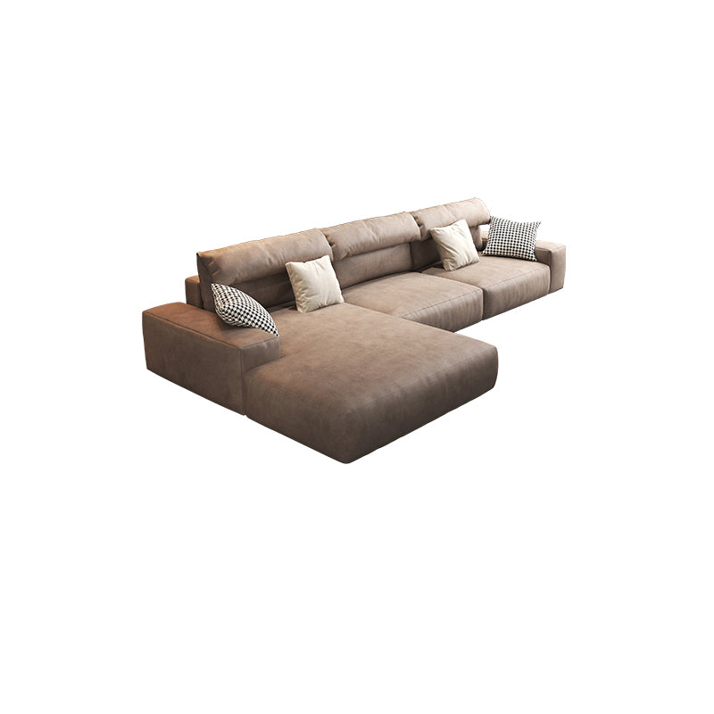 Hi-tech fabric brown chaise l shape sectional sofa