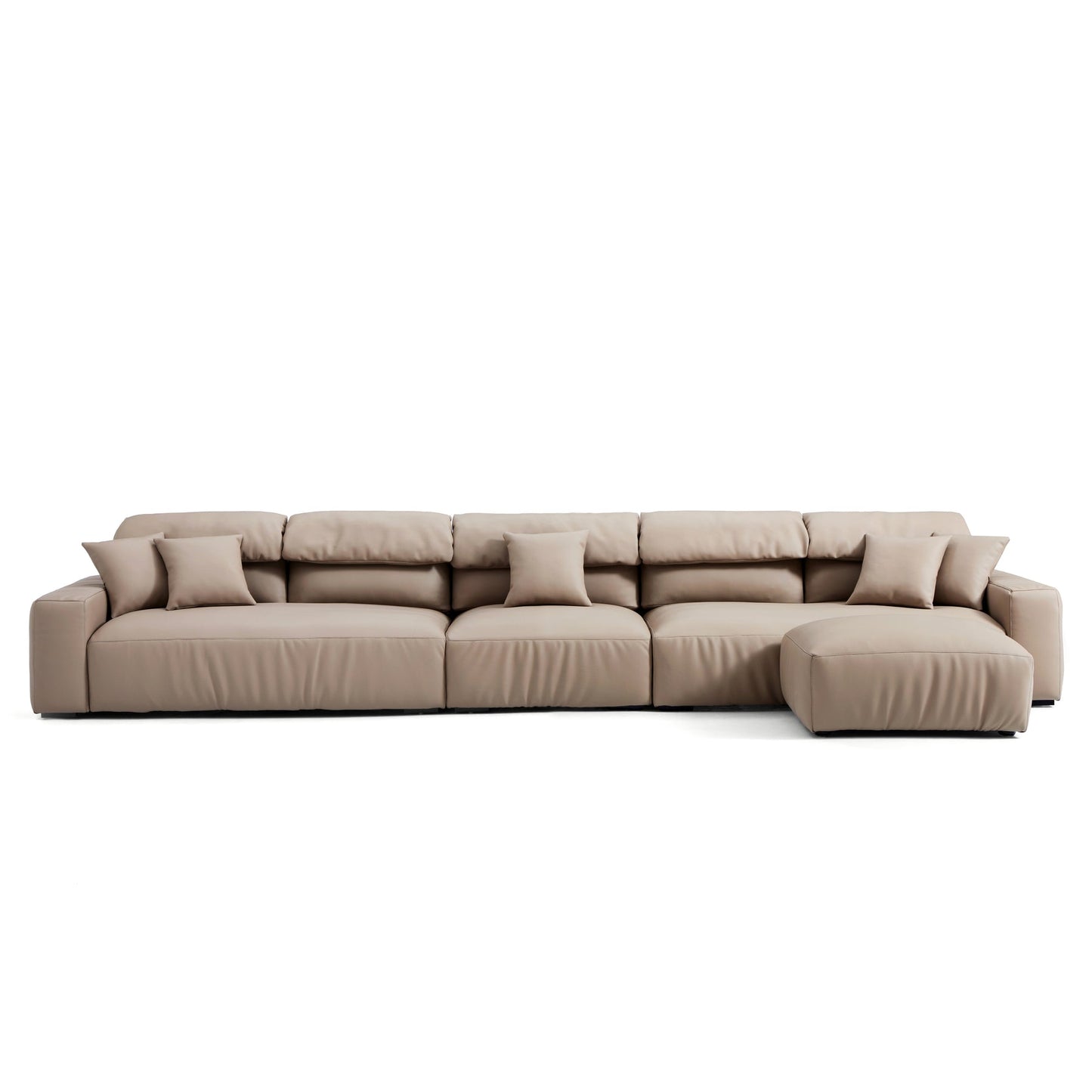 Living Room Furniture Genuine Leather Feather Sofa with Ottomans