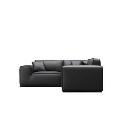 Modern style low arm modular black genuine leather corner sofa
