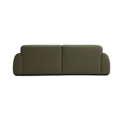 Middle back sponge filled sofa genuine leather cover modular 4 seater sofa olive